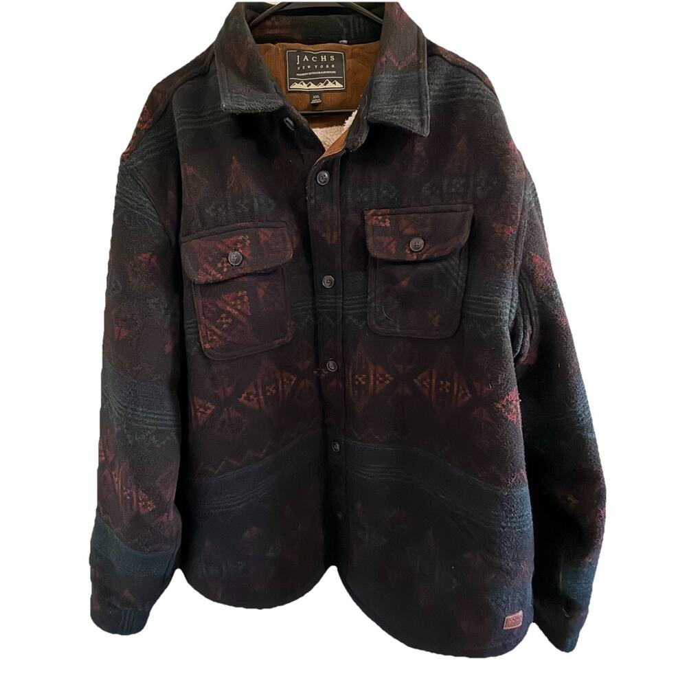 Jachs New York Men XXL Sherpa Lined Fleece Shirt Jacket Southwestern Plaid Shack